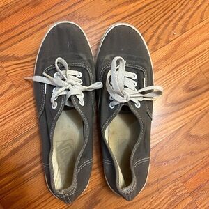 Gray Canvas Sneakers with White Laces